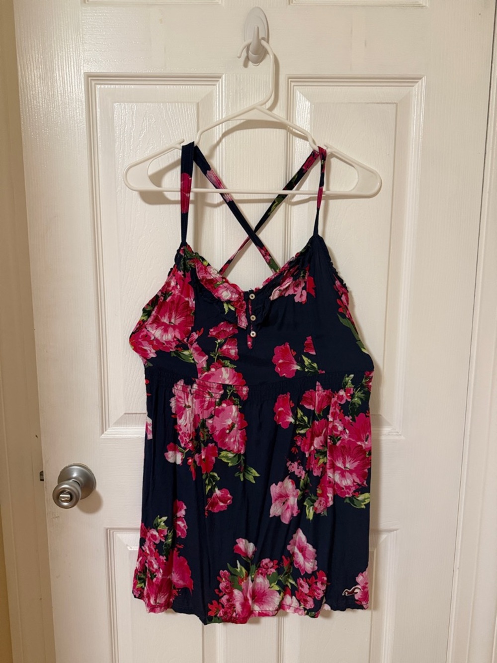 Hollister Navy Floral Mini Dress with Pink Flowers